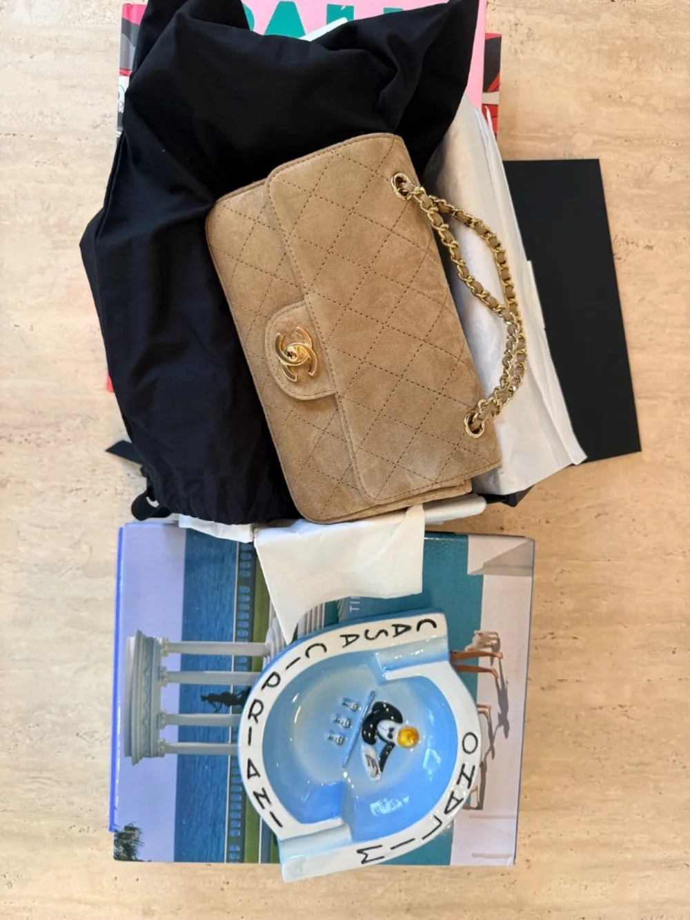 CHANEL Suede Calfskin & Gold-Tone Metal Small Flap Bag